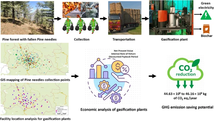 Steam Turbine for Electricity Generation with Pine Needles